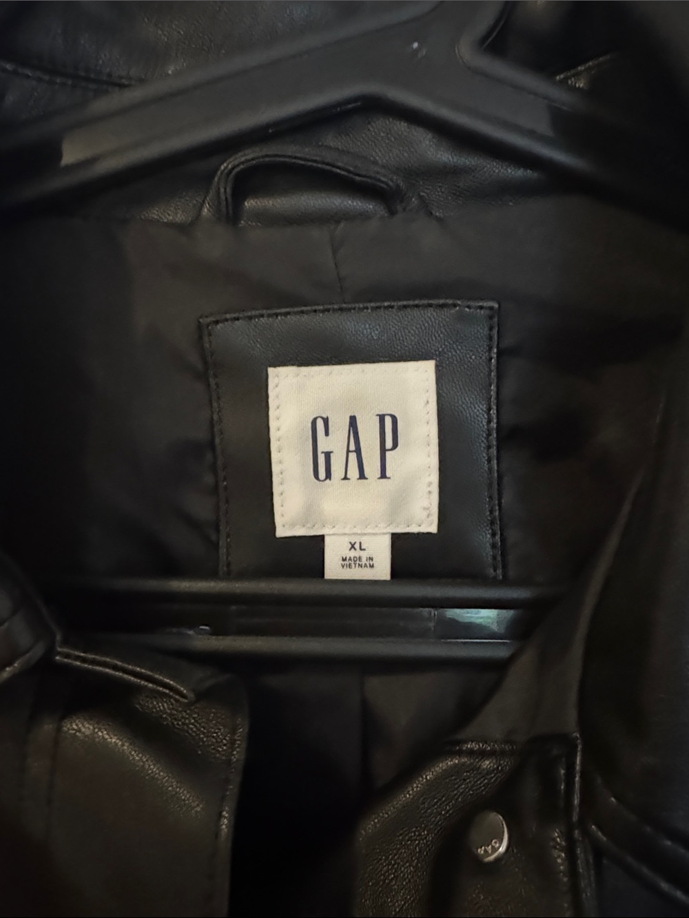 GAP - Black Faux Leather Trucker Jacket - Picture 2 of 3